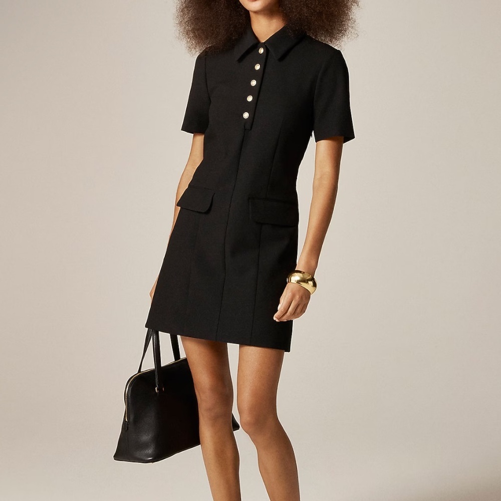 NWT J. CREW Parc Dress in Four Season Stretch Black Size 0 CN571